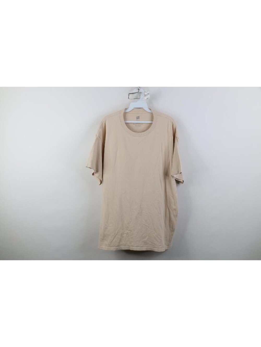 Vintage Y2K Streetwear Mens XL Faded Blank Cotton Short Sleeve T-Shirt Khaki Tan